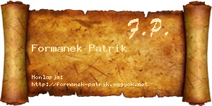 Formanek Patrik névjegykártya